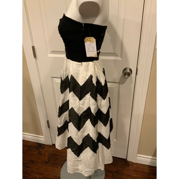 Leifnotes Black & White Zig-Zag Strapless Dress, Size 4 (US) - Picture 4 of 7